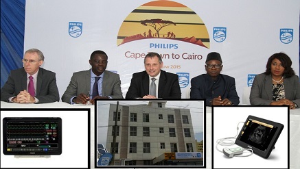 (L-r): Robin Armstrong, general manager, Health Care West Africa, Felix Darko, general manager, Lighting West Africa, Juan Van Dongen, CEO, Philips Africa, Pharmacist Abayomi Daramola, executive secretary, Iru Victoria Island LCDA and Chioma Iwuchukwu Nweke, general manager, Personal Health Philips West Africa, during the commissioning of newly refurbished OriIyanrin Primary Healthcare centre in Lagos on Wednesday…Inserts (Efficia patient monitor, refurbished OriIyanrin Primary Healthcare centre and Visi